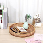 Hipiwe Rattan Key Basket Bowl for Entryway Table, 11.8" Large Wicker Tray - Image 6
