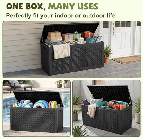 160 Gallon Outdoor Storage Box, Deck Box Waterproof, Toy Storage Bin - Image 2