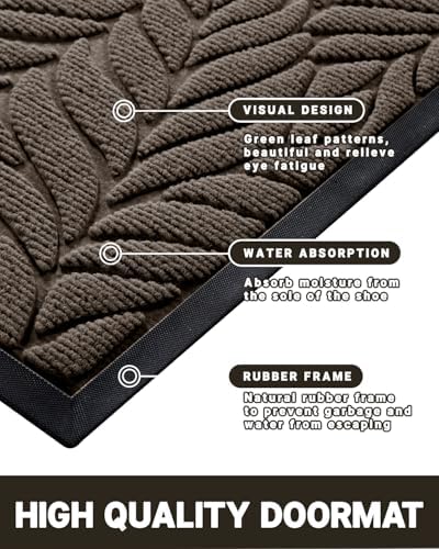 Yimobra Leaf Pattern Door Mat, 36 x 24 in - Image 4