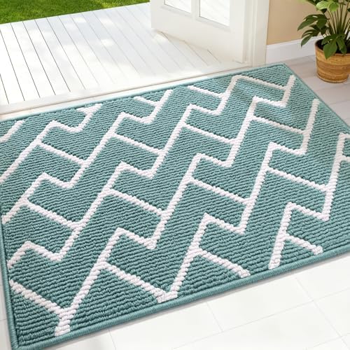 OLANLY Front Door Mat 36x24, Low-Profile Easy Clean Doormat, Sage Green by OLANLY