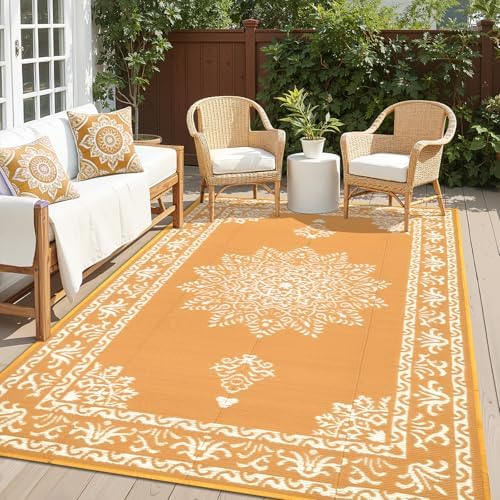 Yamaziot 5x8 Outdoor Rug Waterproof Plastic Straw Patio Rug by Yamaziot