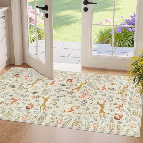 DUKINO 2x4 Rug for Entryway, Animal Washable Runner Rug for Kitchen by DUKINO
