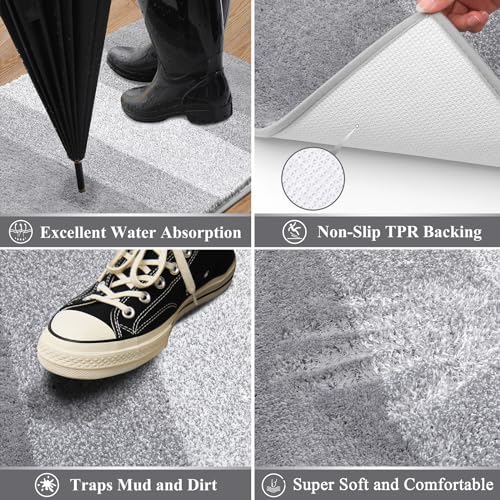 Vaukki Indoor Doormat Entryway Light Grey Door Mat 36x24 inch - Image 4
