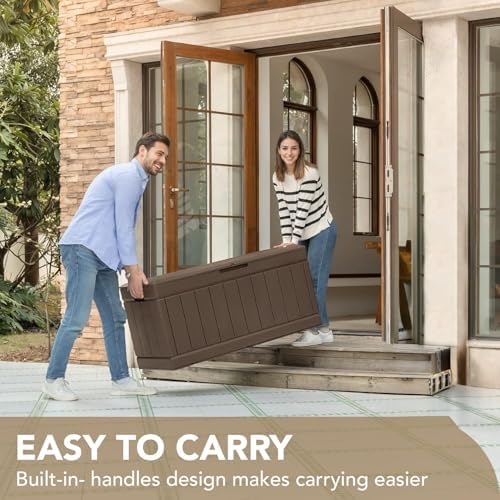 Devoko 85 Gallon Deck Box Lockable Resin Outdoor Storage Box waterproof Outdoor - Image 2