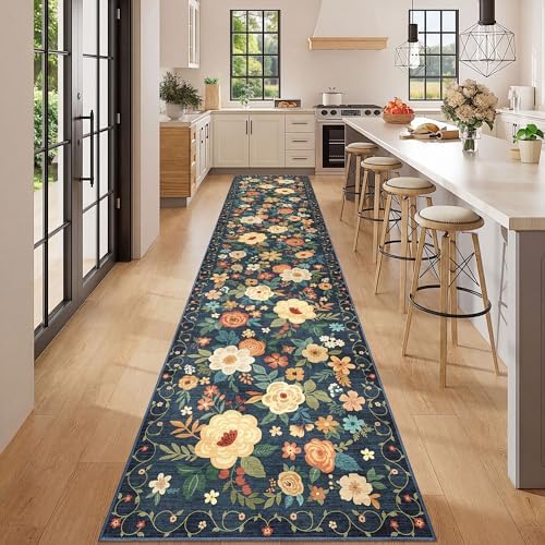 DUKINO 2.6x12 Kitchen Runner Rug, Floral Non Slip Washable Rug - Image 3