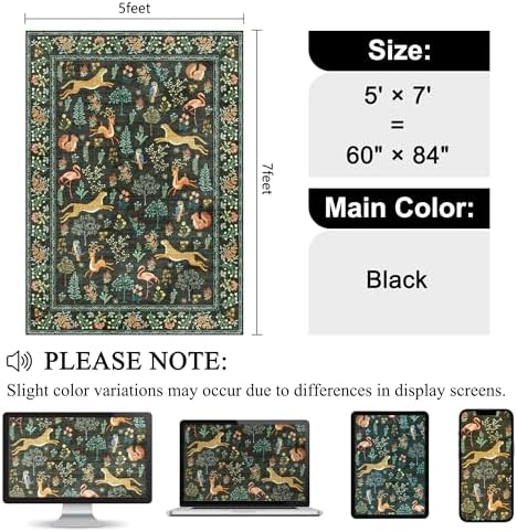 DUKINO 5x7 Area Rugs, Washable Animal Rug - Image 2