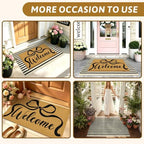 2 Pcs Coir Bow Welcome Mat Outdoor Stripe Layering Rug - Image 5