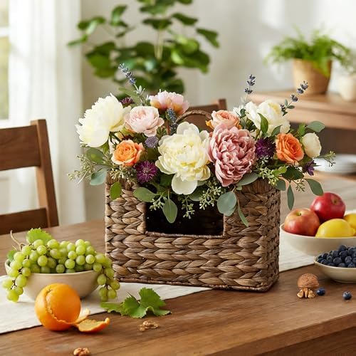 Set of 2 Magazine Holder Wall Basket Water Hyacinth Woven Mail Organizer - Image 7