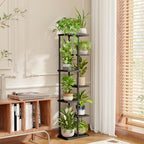 Bamworld Plant Stand 7 Tier Tall Corner Metal Shelf Black - Image 5