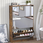 BORNOON Shoe Cabinet with 3-Flip Mirror Drawers, Freestanding Shoe Rack by BORNOON