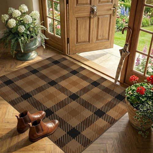 3x4 Entryway Door Mat Indoor – Washable Non Slip Small Rug by JTJ