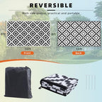 Favoyard Outdoor Rug Black & White 8x10 ft Waterproof Reversible Carpet Mat - Image 2