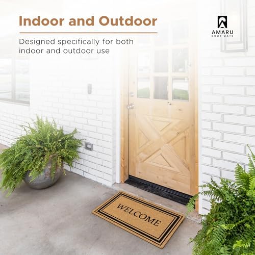 Coir Welcome Mat, Stylish Welcome, 17 x 29 in - Image 4