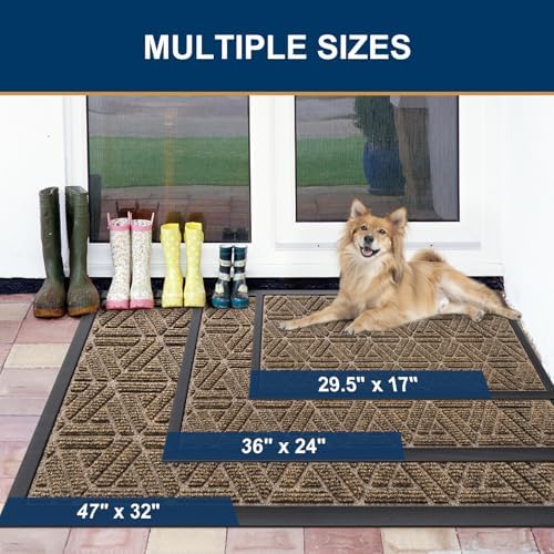 Smiry Front Door Mat Outside Entrance, Low Profile Rubber Doormat - Image 2