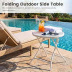 TeoKJ Folding Small Outdoor Side Table, Anti Rust Patio Metal Table - Image 4