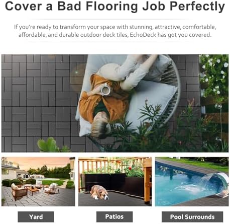 EchoDeck Interlocking Deck Tiles, 36 Pack Patio Tiles Outdoor Interlocking All - Image 5