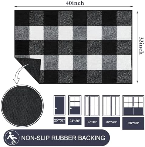 REFETONE Buffalo Plaid Outdoor Rug 32" x 40" - Image 2