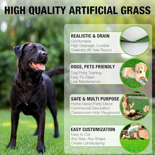 XLX TURF Washable Artificial Grass Rug Indoor Outdoor 3FTX5FT Realistic Low - Image 5