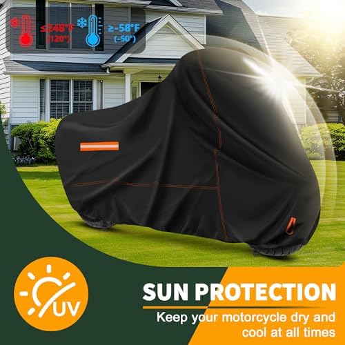 Enzeno Motorcycle Cover Waterproof Motorcycle Rain Tarp Outdoor Storage - Image 5