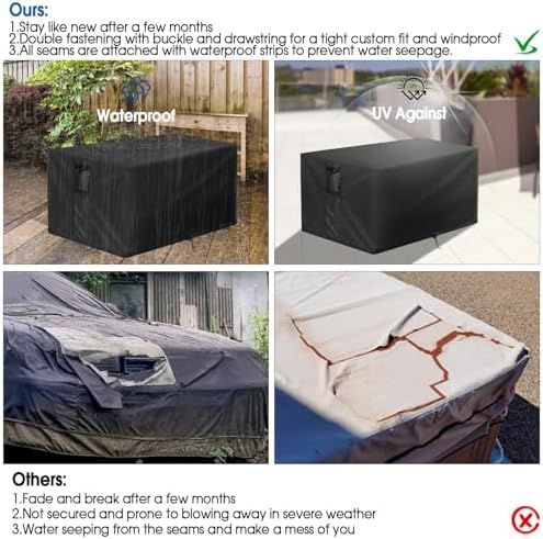 Outdoor Fire Pit Cover Rectangular Waterproof-54x22x25in - Image 6