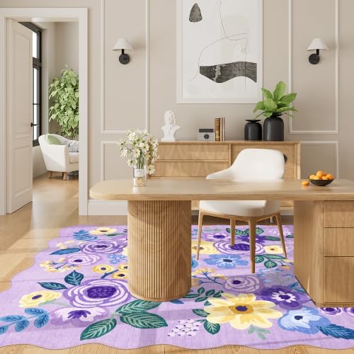 DUKINO 4x6 Area Rug, Non Slip Floral Washable Rug - Image 5