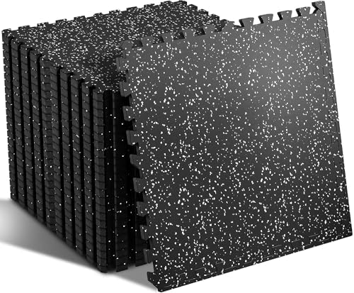 SUPERJARE 0.56'' Thick 96 Sq Ft Rubber Top Gym Flooring by SUPERJARE