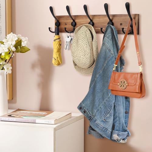 Kuhome Coat Rack Wall Mount Wooden Hat Rack - Image 6