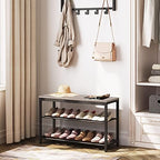 HOOBRO Shoe Bench, 3-Tier Shoe Rack, Industrial Shoe Organizer Storage Bench - Image 2