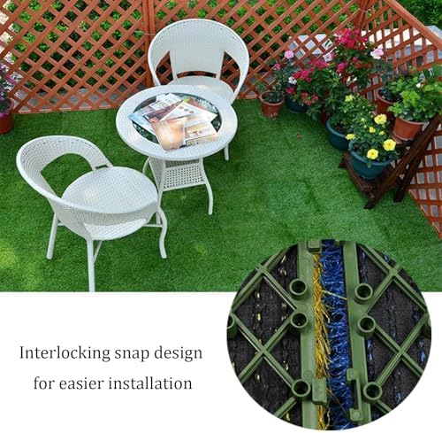 VXHCS Artificial Grass Tiles Outdoor Interlocking Turf Grass 8 Pack Balcony - Image 2