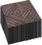 PrimeZone 81 PCS Solid Acacia Wood Interlocking Patio Deck Tiles Outdoor by PrimeZone