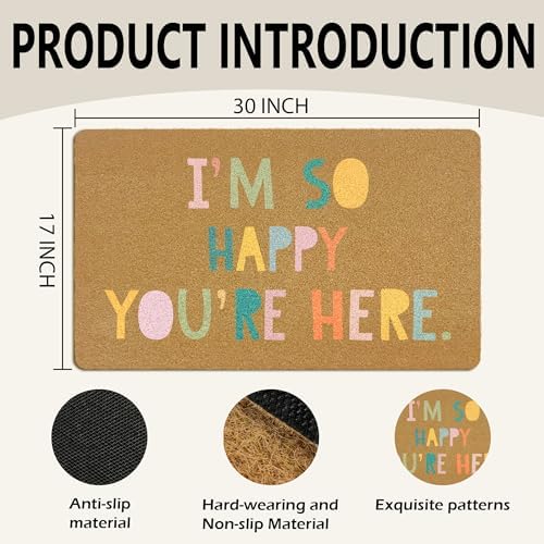Boho Classroom Coir Door Mats Outdoor, Everyone is Welcome Here Rainbow Front - Image 3