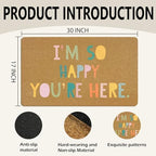 Boho Classroom Coir Door Mats Outdoor, Everyone is Welcome Here Rainbow Front - Image 3