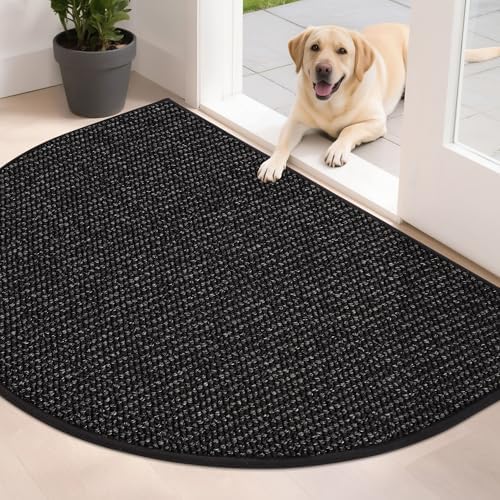 BEQHAUSE Dirt Trapper Door Mat 32" x 48" Half Circle Non Slip Rugs by BEQHAUSE