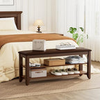 Homleke 39.4" Wide Solid Wood Shoe Rack Bench - Image 5
