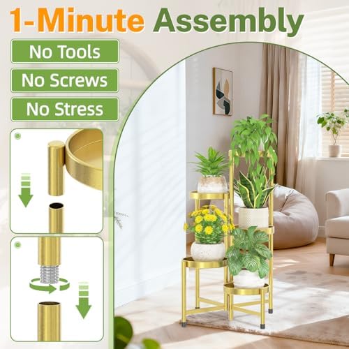 iDavosic.ly Plant Stand Indoor Outdoor, 5 Tier Metal Corner Shelf - Image 2