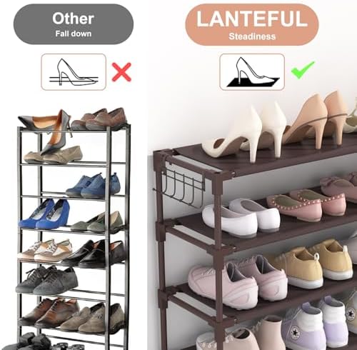 LANTEFUL 10 Tiers Shoe Rack 50 Pairs Large Capacity Tall Shoe Organizer Sturdy - Image 6