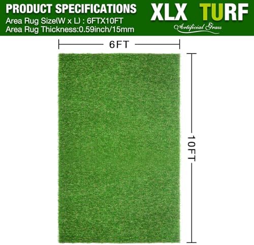 XLX TURF 6FT x 10FT Indoor Outdoor Fake Grass Rug, Artificial Turf Roll - Image 2