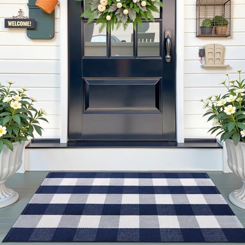 OLANLY Fall Door Mat, Buffalo Plaid Rug by OLANLY