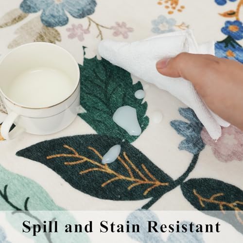 Washable 2x3 Entryway Scalloped Rug: Floral Thin Door Mat Non Slip Water - Image 5