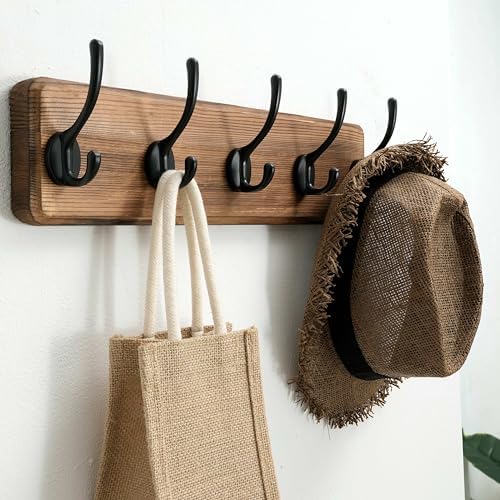 SKOLOO Rustic Coat Rack Wall Mount, 5 Hooks, 17 Inch, Solid Wood - Image 5
