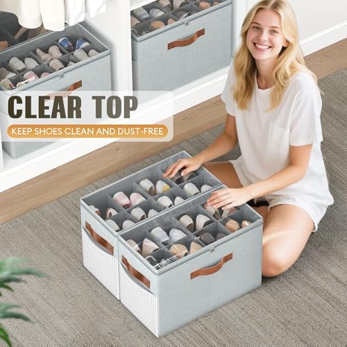 2 Pack Shoe Organizer for Closet, Foldable Shoe Storage - Image 6