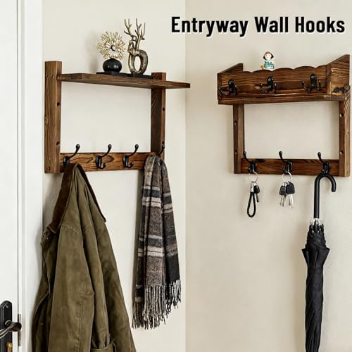 28-Inch Wood Wall Mounted Coat Rack - Image 3