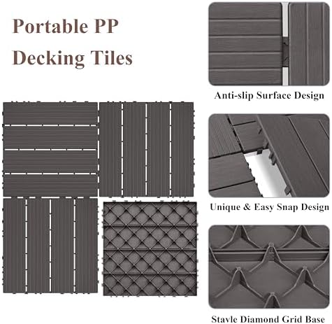 Skypatio 22 PCS Plastic Interlocking Deck Tiles, All-Weather Outdoor Patio - Image 5