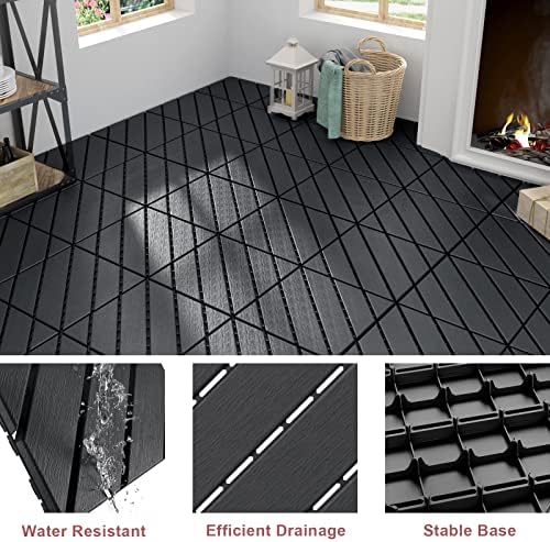 VANCASTLE Interlocking Deck Tiles 36 Pack Dark Grey 12"x12" Patio Pavers - Image 2