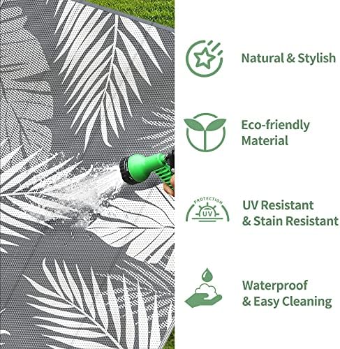 GENIMO Outdoor Rug, Waterproof Plastic Runner Rugs, 2.5'x8' Grey White - Image 5