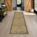 Washable Long Runners for Hallways, 3x8 Rustic Brown and Charcoal Olive Kitchen by HazoHaus