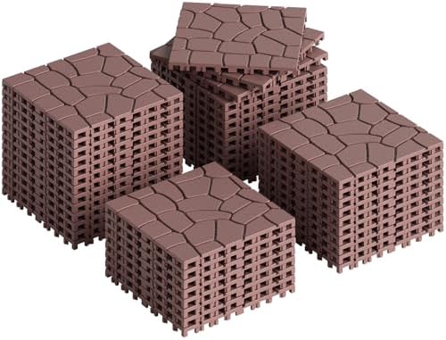 Rovibek 44 PCS Interlocking Deck Tiles, All Weather Patio Tiles by Rovibek