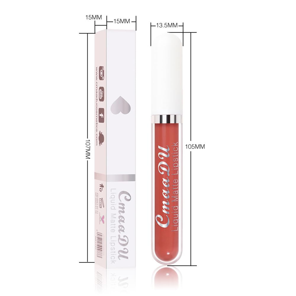 evpct 1Pcs Nude Pink Liquid Matte Lipstick Lipgloss Set for Women, labiales mate 24 horas originales matte larga duracion 24 Hour Lipstick Lip Stains Long Lasting Waterproof 24, 01#