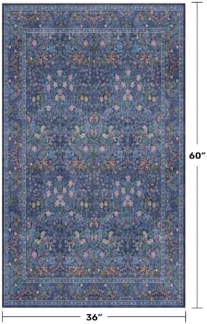 Vintage Dark Blue 3x5 Area Rugs - Image 2