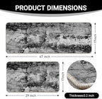 Farmhouse Black White Abstract Kitchen Rugs Set of 2 - Image 3